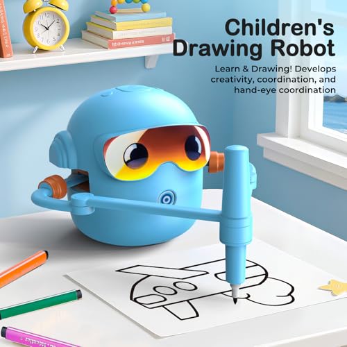 Drawing Robot for Kids Montessori Painting Toys for 3 4 5 6 7 8 Year Old, Voice Interactive Educational Drawing Machine with 100 Cards,16 Colorful Pens & Music-Gift for Boys Girls - Image 3