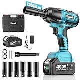 【2025年強化版】Uaoaii 電動インパクトレンチ 強力 1300N.m ブラシレスモーター 1/2"トルクレンチ 充電式コードレス電動レンチ 4000mAhバッテリー ソケット6本付け 無段変速 正逆転両用 LEDライト付き タイヤ交換 車用 ナットの締め付け ボルトの緩みタイヤ交換 豊かな付属品付き