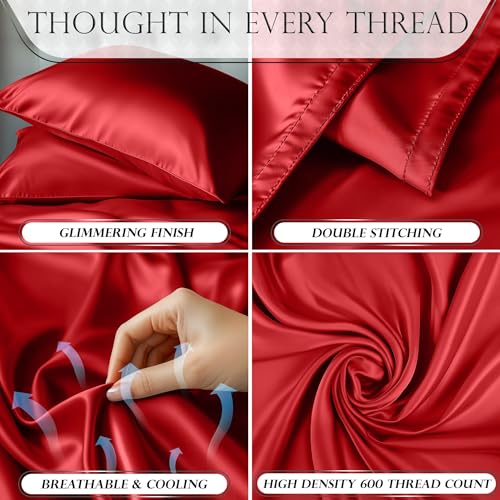 Image of DECOLURE Satin Sheets Twin Size | Softer Than Silk | Luxury 3 Pc Bed Set