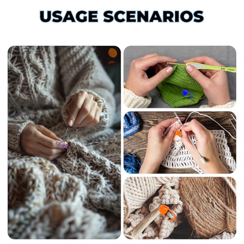 Image of TESEAS 2Pcs Crochet Ring + 100Pcs Stitch Markers Adjustable Crochet Tension Rings for Finger Handmade Open Yarn Guide Crocheting Rings Knitting Accessories with Box,The Ideal Aid to Knitting Supplies
