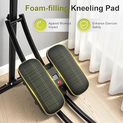 Ab Workout Equipment, Adjustable Ab Machine for Stomach Workout, Foldable Abdominal Trainer Machine, Knee Protection, Strength Training Exercise Equipment for Body Shaping