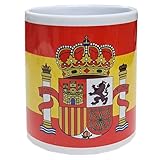 Tiendas LGP - Taza Cerámica, Escudo de España, Decorada con impresión fotográfica 3D, con Motivos de la Bandera Española