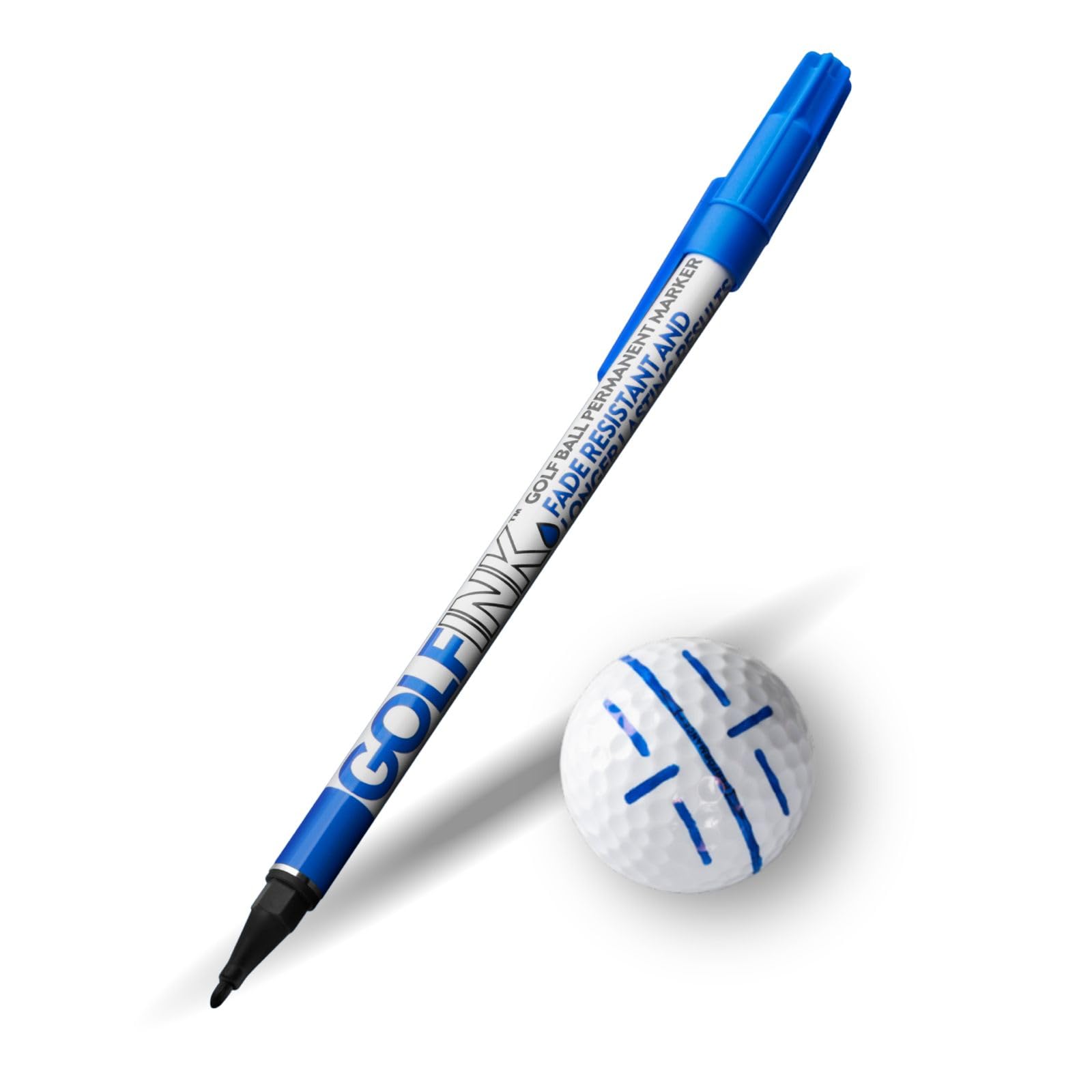 GOLFINK Golf Ball Marker Pen - Fade-Resistant Permanent Ink, Valve-Controlled Nib, Durable Aluminum Body (Blue)