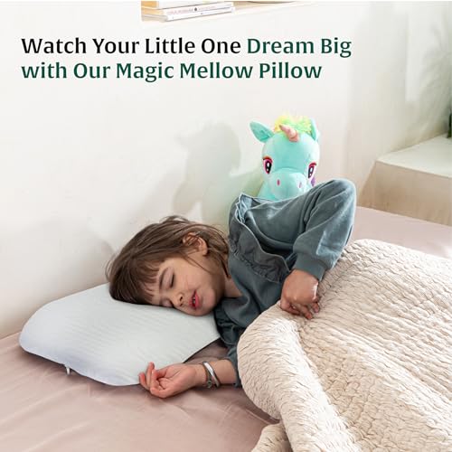 Image of The White Willow Kids Bed Pillow - Soft Contour Memory Foam Pillow for Sleeping, Ideal for Children 2 to 8 Years, Small Toddler Pillow for Boys & Girls with Cream Pillow Cover - Classic White