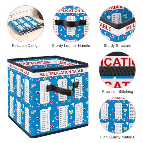 Boîte de rangement pliable cube bleu à motifs cœur pour placard - 5