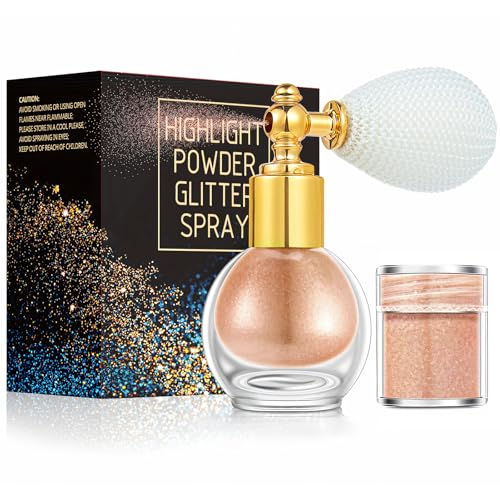 Spray Cuerpo y Pelo, Maquillaje Glitter de Polvo de Hadas, Sprays Purpurina De Aerosol Para Cabello Cara Corporal, Para Fiesta, Navidad Festival, Club(Champán)