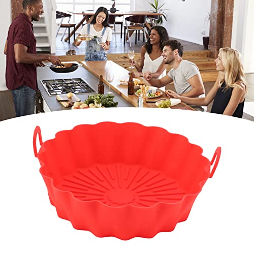 7.5Inch Air Fryer Liners, Safe Food Grade Reusable High Temperature Resistance 7.5Inch Air Fryer Basket For Oven For Skillet For Kitchen (Red) #TOP1