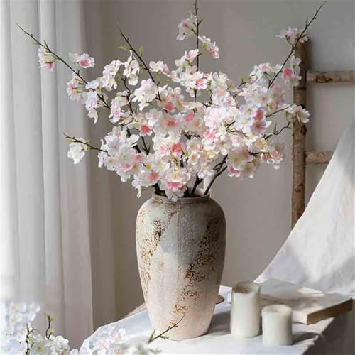Vase en céramique et fleurs artificielles Sakura pour décoration de table