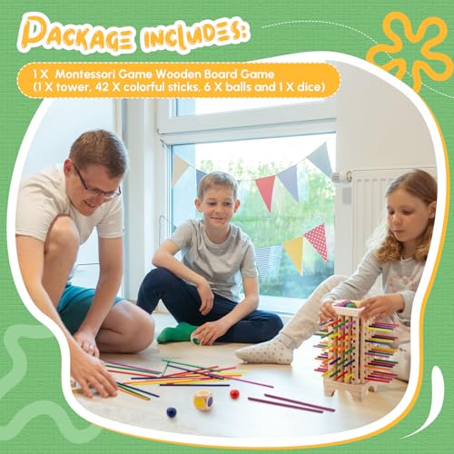 Juego Montessori de Madera con Palitos y Dados Educativo miniatura 3