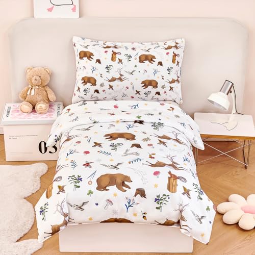 STYHO Boys Duvet Cover Set Single Size 2 Pieces Reversible Animal Bedding...