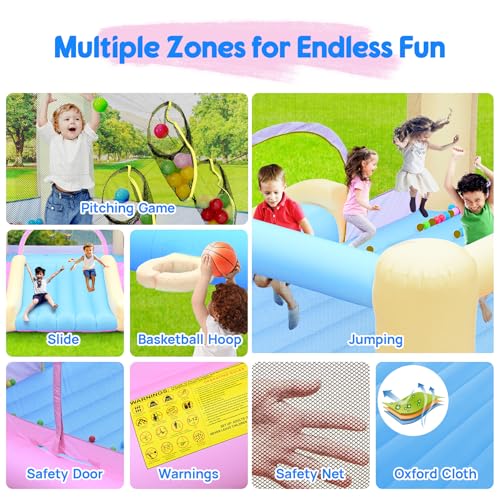 Large Bounce House for Big Kids 3-12, 14.8 x 14.5 FT Inflatable Bouncy Castle, Jumper, Slide, Basketball Hoop, Throw Ball Game, Ball Pits, Blower Included - Image 6