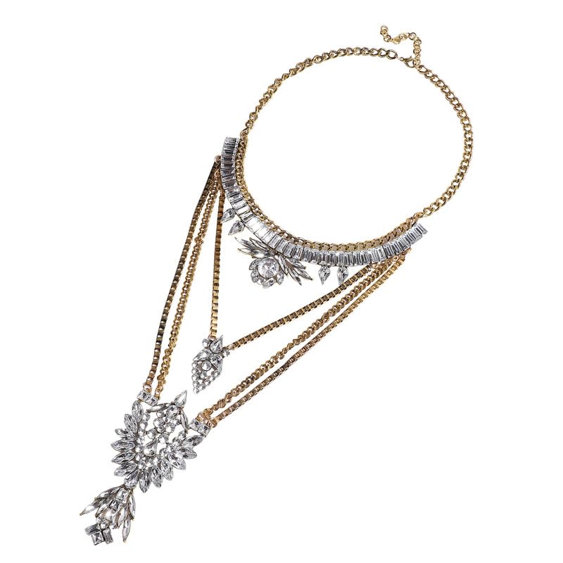 SOHI Womens Crystal Layered Necklace For Casual Wear | Silver Colour | Alloy Material | Lobster Clasp Closure | Artificial Stones Necklace | Necklace For Woman & Girls (9870) (B0CHDZXWHX) Amazon Price History, Amazon Price Tracker
