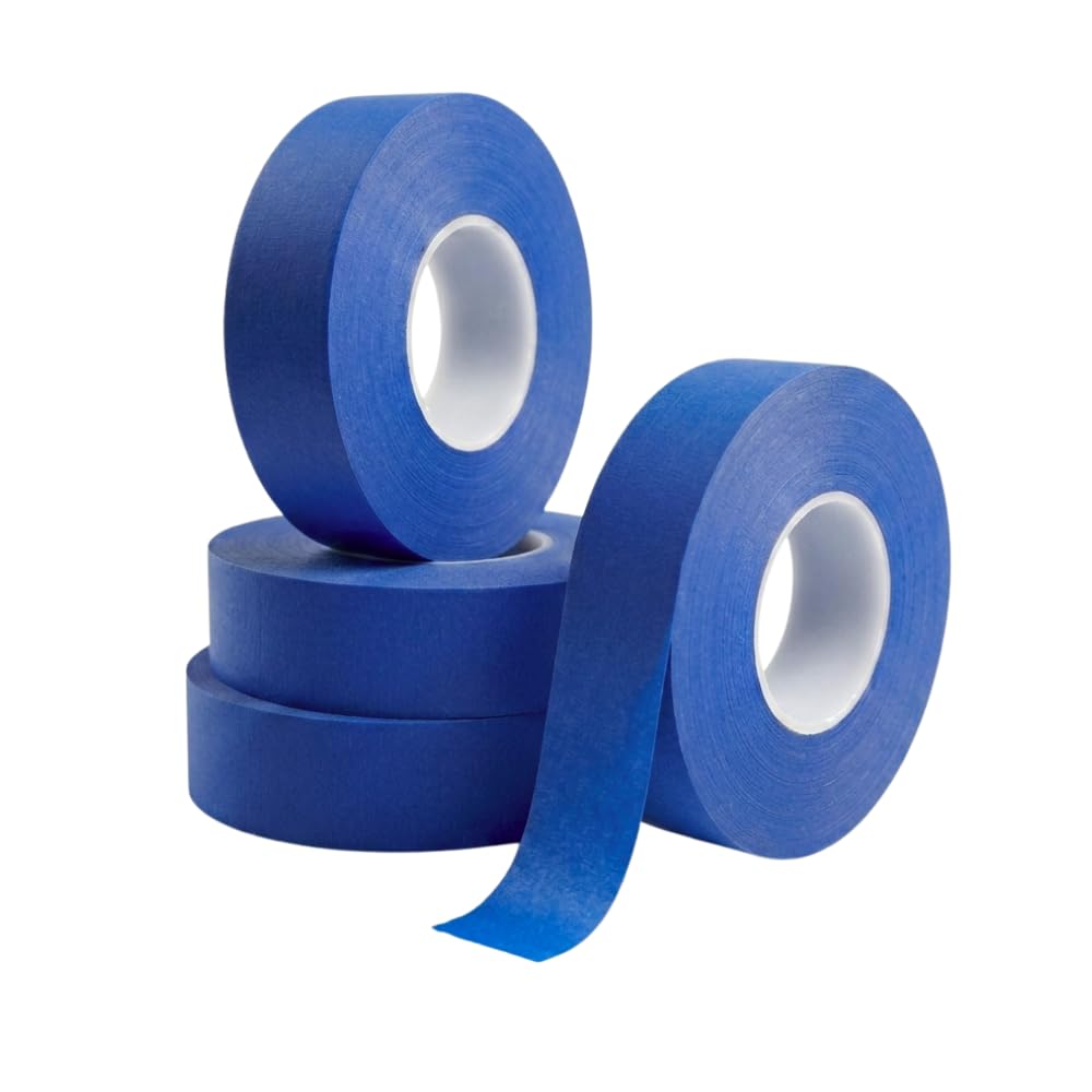 Teepull 4 Rolls Blue Masking Tape, 24mm x 50m for Painting, Painters & Decoraters Tape, Medium-High Adhesion, UV-Resistant for painting walls, Renovations, DIY Crafts, Packaging, Indoor Work & More.