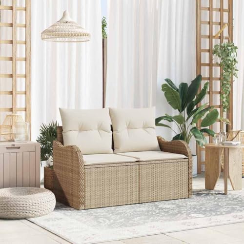 Owoxanthellate Beige 2-Sitzer Poly-Rattan Sofa 62×69×69 cm für...