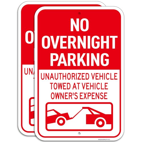Panneaux No Overnight Parking en aluminium réfléchissant antirouille de 45x30 cm