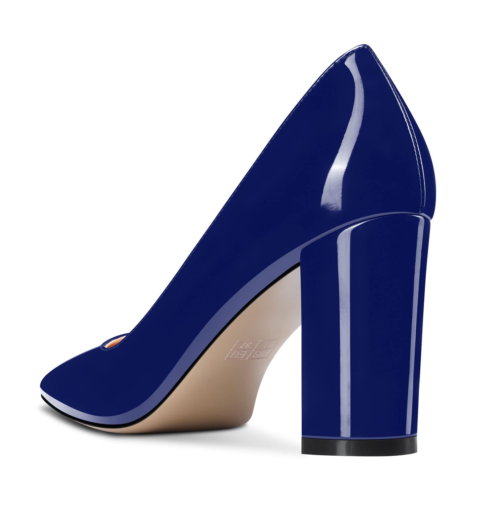 Aachcol Donna Quadrata Punta Pumps Chunky Blocco Medio Tacco Heel Slip-on Dress Scarpe Ufficio 8 CM