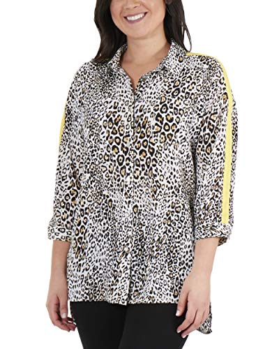 Ny Collection High-Low Slit Hem Button Up Blouse #TOP17