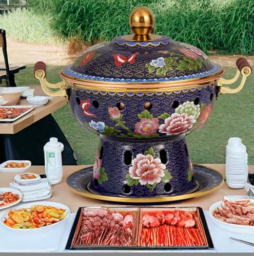 Olla tradicional de cobre cloisonné para fondue miniatura 3