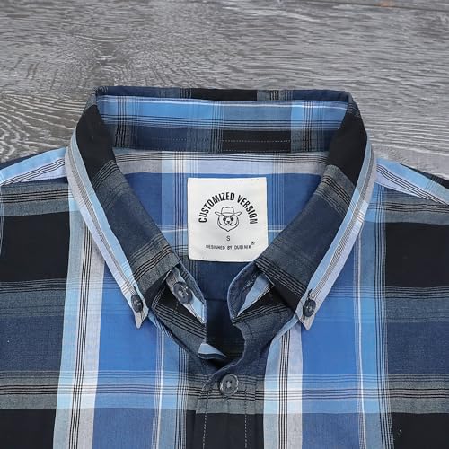Image of Dubinik Mens Short Sleeve Button Down Shirts Soft Breathable Summer Vintage Regular Fit Lightweight Men's Casual Shirt