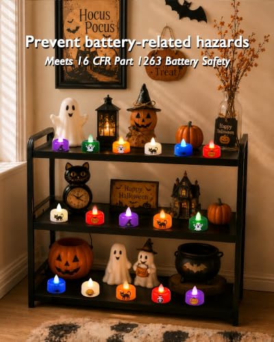 Image of Amagic 24Pack Halloween Multicolor LED Tea Lights Candles with DIY Stickers