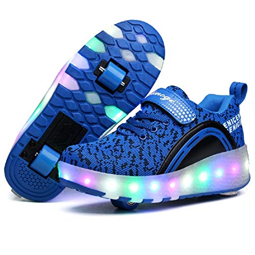 Ylllu Kids Led Skates Shoes Usb Chargable With Double Wheels Light Up Roller Shoes Gift For Girls Boys Children(1.5 Us Little Kid, Blue) #TOP17