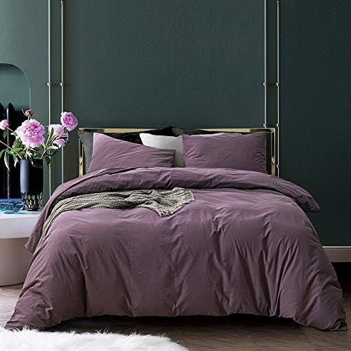 ECOCOTT Lilac Purple Duvet Cover Queen, 100 Washed Cotton