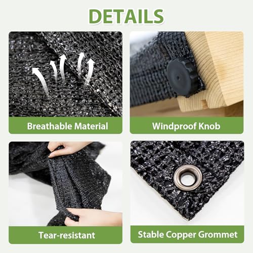 Image of EAGLE PEAK 50 Percent UV Protection Plant Shade Cloth Black Tarp for EAGLE PEAK 6.7x9.7x7.7 ft Wood Greenhouse, Black