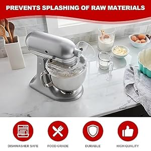 Pouring Shield for KitchenAid 4.5-5QT Mixer Bowl(Stainless Steel, Glass, Ceramic) - Secure Fit Splash Guard for KitchenAid Tilt-Head Stand Mixers and Dishwasher Safe, As Kitchen Aid Attachments Pouring Shield for KitchenAid 45 5QT Mixer BowlStainless Steel Glass Ceramic Secure Fit Splash Guard for KitchenAid Tilt Head Stand Mixers and Dishwasher Safe As Kitchen Aid Attachments