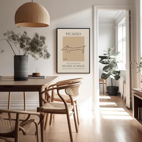 Poster Master Pôster Picasso vintage - Impressão retrô de Dachshund - Arte de desenho de linha - Art