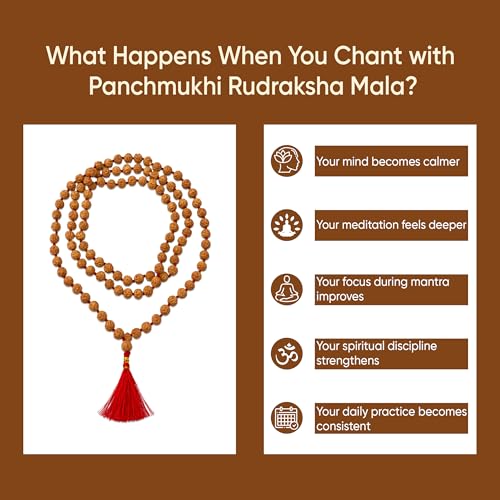 Image of Panchmukhi Rudraksha Mala 108 Beads | Original 5 Mukhi Rudraksha | Perfect for Pooja Meditation & Jaap Mala | Pack of 1