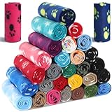 Chumia 28 Pieces Puppy Blanket Bulk Small Fleece Pet Blanket for Puppy Dogs Kitten Cats Pets Soft Warm Paw Print Sleep Mat Bed Covers, 28 Styles(15.75 x 23.63 Inch)