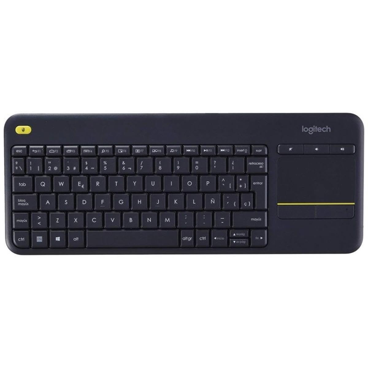 Logitech K400 Teclado Táctil Inalámbrico Plus para TV con un Control Multimedia y Panel Táctil, Teclado HTPC para TV conectada a PC, Windows, Android, Chrome OS, Portátil, QWERTY Español - Negro