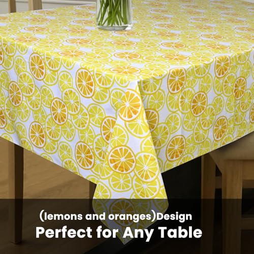 Image of Wings Star Premium Dining Table Cover for 6 to 8 Seater, 60 x 90 inch Size, Waterproof and Dustproof (60x90 inch- 6-8 Seater) Lemons & Orange Design
