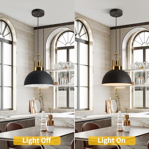 YHANFENGCY Vintage Industrial Pendant Light, Black and White 9.84 "Dome, Chandelier.78.74" line - Perfect for Kitchen Islands, Dining Rooms, hallways by YHANFENGCY - Used condition - Image 5