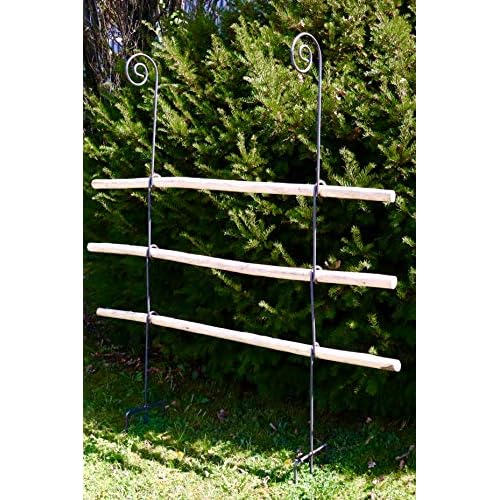 Hirsch Terracotta Rankgitter aus Holz/Metal stabil und freistehende Dekoration für den Garten in Naturrost als Rankhilfen für Kletterpflanzen Rosen Himbeeren Höhe 170 cm