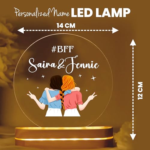 Image of PRINTHUA Personalized LED Night Table Lamp with Custom Name, Unique Gift for Women, Men, Kids, Girlfriend, Boyfriend, Husband, Wife | Perfect for Birthdays & Special Occassions (Best Friend Forever)