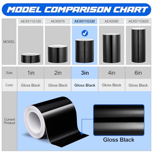 Image of Spurtar Gloss Black Vinyl Wrap 3 Inch x 20ft Air-Release Adhesive Car Vinyl Tape Chrome Delete Wrap Roll DIY Car Exterior Decoration Door Edge Guard Vehicle Detailing Paper 7.5 CM x 6M