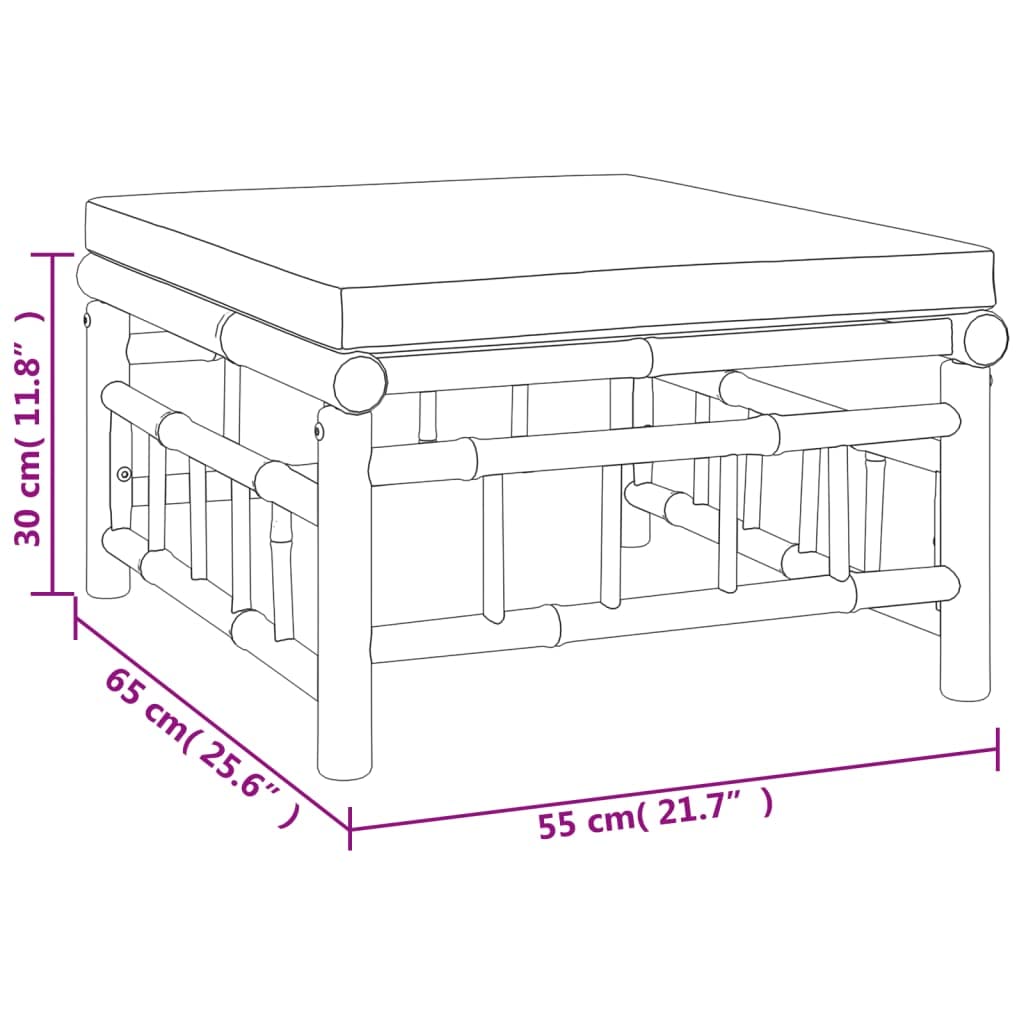 vidaXL Salon de Jardin 10 pcs avec Coussins Blanc crème Bambou, Ensemble de Salon, Ensemble de Salon extérieur, Ensemble de mobilier d'extérieur