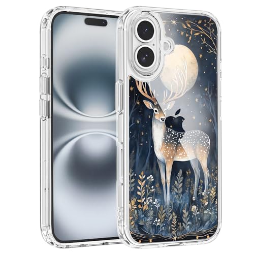 Coque iPhone 16 Plus antichoc transparente et robuste avec décor de Noël sylvestre