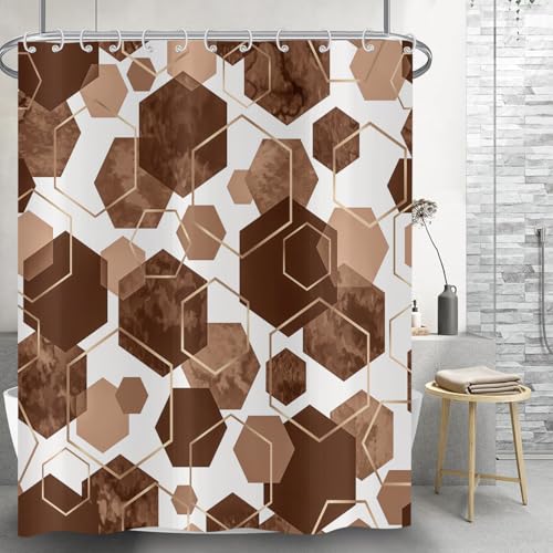 Rideau de douche imperméable marron 180x220 lavable rideau de bain moderne - 4