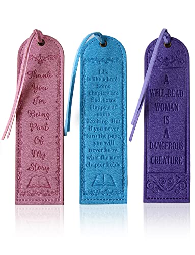 Gifts For Book Lovers Women, Book Lovers Gifts For Women Friend Bestie Sister Boss Wife Teacher Bff Nurse Her, Book Lover Gift Ideal For Birthday, Valentine's Day，Leather Bookmark For Women Pack Of 3. #TOP7
