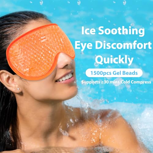 BeeVines Máscara de gel para os olhos, pacote com 2 máscaras de gelo refrescantes para homens e mulh