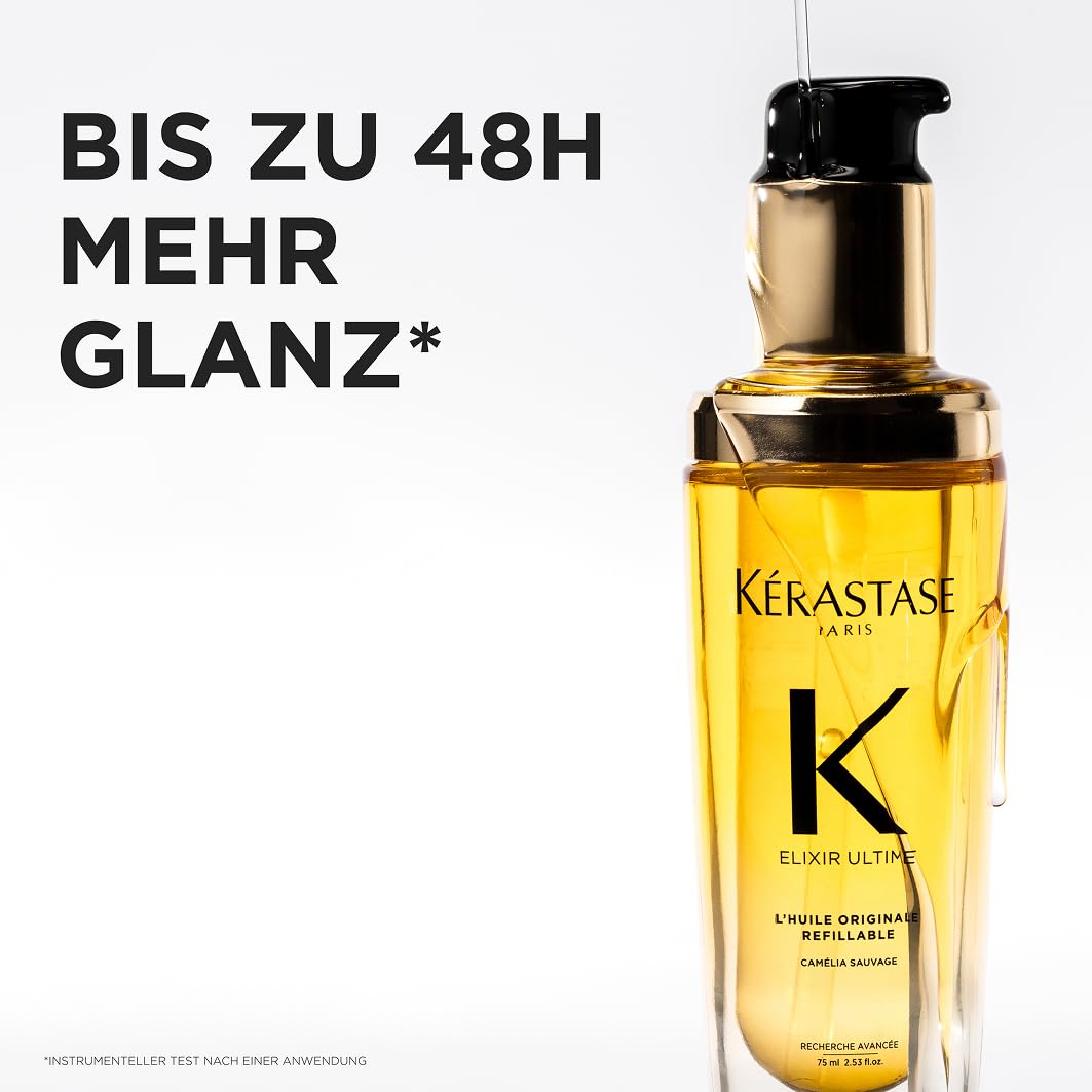 Kérastase Haaröl für trockenes Haar, Pflegend und nährend für mehr Glanz, Hitzeschutz und Anti-Frizz, Nachfüllpackung, Huile Originale Elixir Ultime