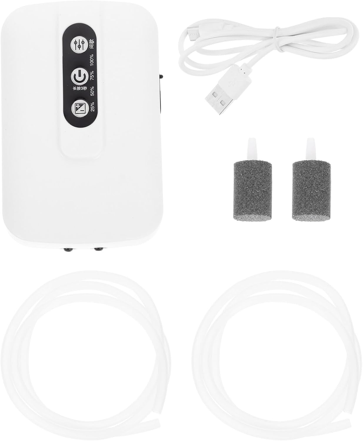 Kichvoe USB Rechargeable Mini Oxygen Pump with Adjustable Dual Outlets Lithium Battery Operated Air Aerator Pump for Tank Aquarium Accessories for Aquatic Pets