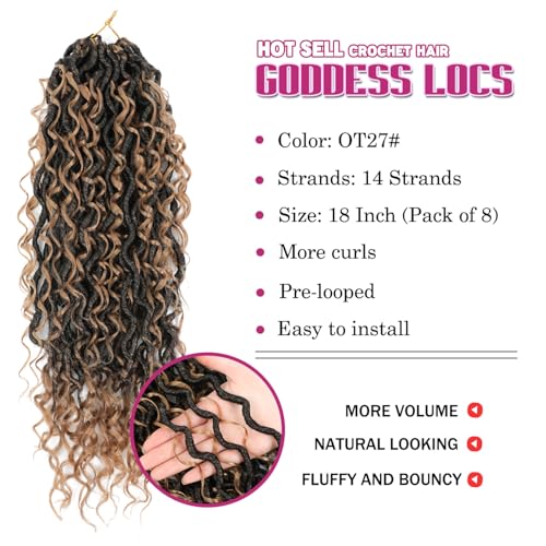 Image of 8 Packs Goddess Faux Locs Crochet Hair for Black Women, Long Goddess Locs
