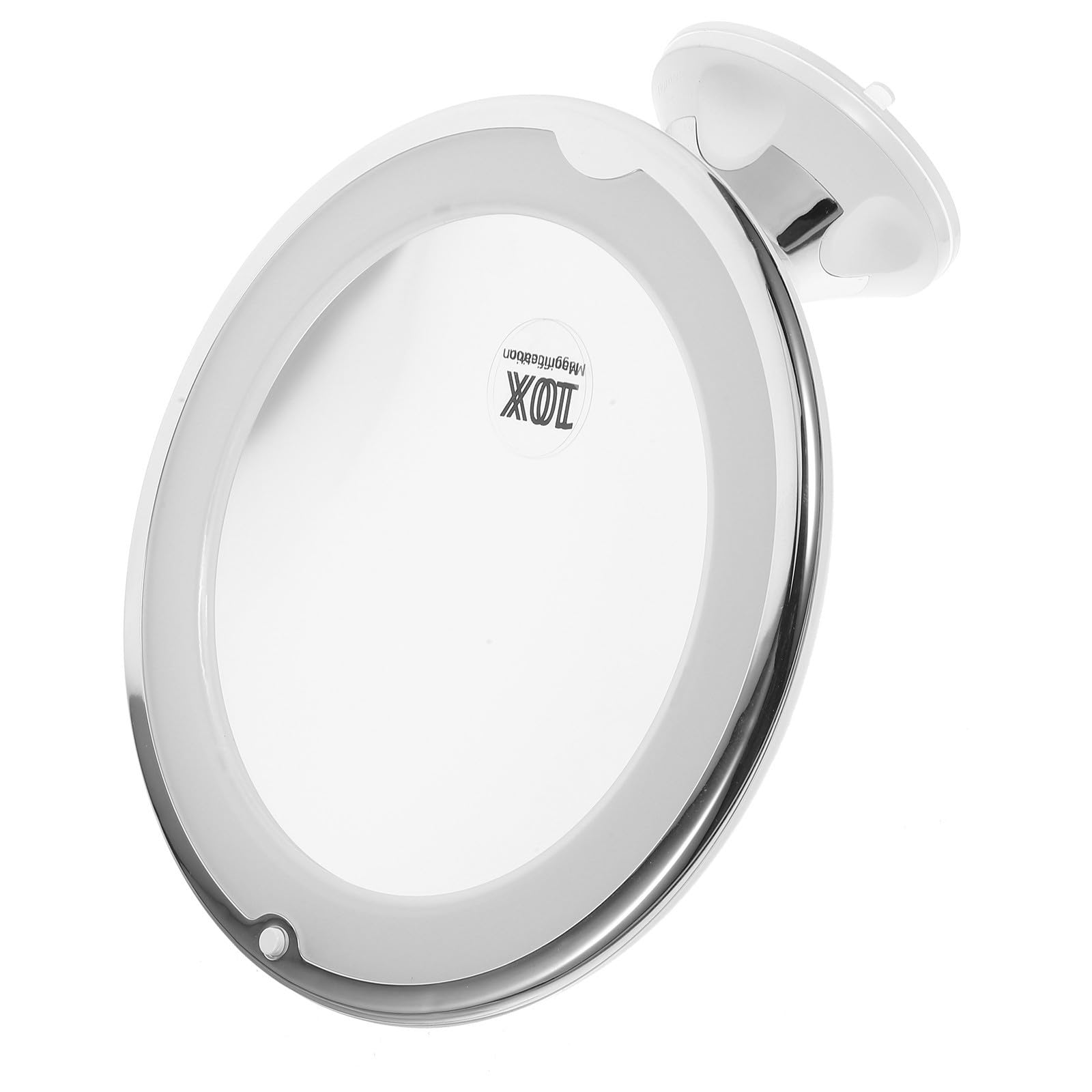 Operitacx Espejo de Maquillaje Iluminado Luz LED Material Abs y Vidrio Aumento 10x Diseño Giratorio 360 Grados, Ventosa para Escritorio y Baño