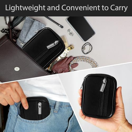 Image of Pill Case Weekly Travel Pill Organizer for Purse with Removable 7 Day Pill Box Premium Neoprene Pill Container for Travel Purse Accessory, Vitamin, Supplement, Small Pieces Arrangement-Elegant Black