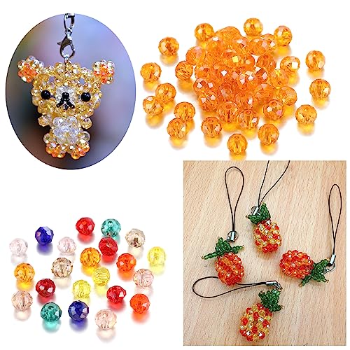 Gocelyn Crystal Glass Faceted Beads of AB Color (Orange) - Image 4