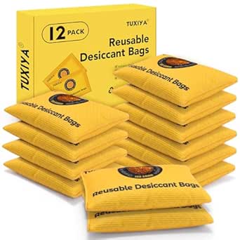 100g X 5pcs Rechargeable Desiccant Packs For Storage, Color Indicating Silica Gel Packets Moisture Absorbers With Transparent Window, Reusable Dehumidifier Bags For Gun Safe Closet Basement