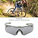 Drfeify Polarized Sports Sunglasses with Interchangeable Lens Windproof Cycling Glasses Set for Running Cycling Fishing (Black